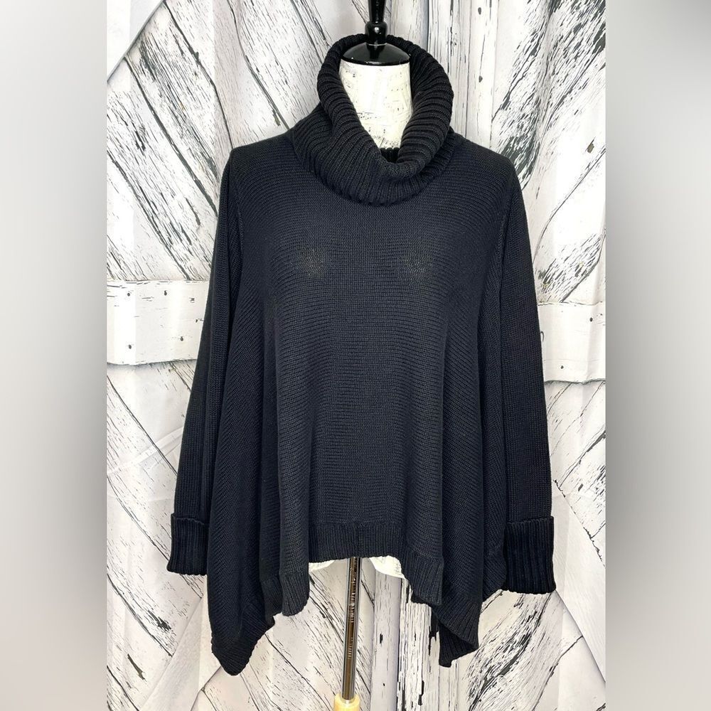 DKNY Turtleneck Sweater Oversized Asymmetric Poncho M/L